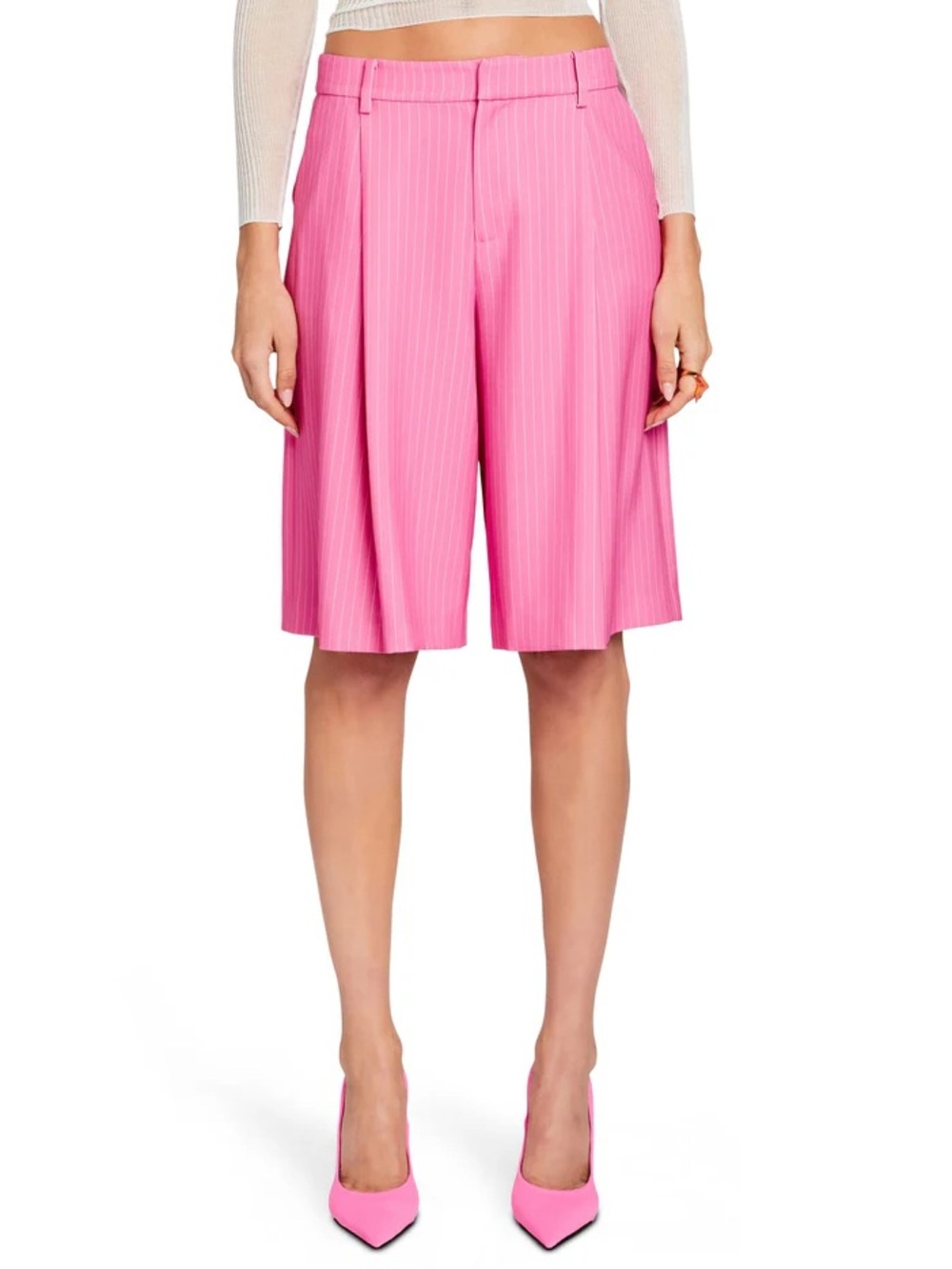 NWT SEROYA Pearl Shorts - Pink Pinstripe